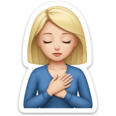 una mano en pecho ojos cerrados mujer sticker