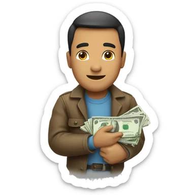 A manwith money and back  sticker