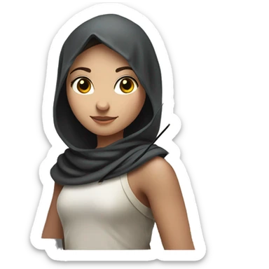 Archer girl with headscarf, black scarf, white skin and arrow in hand sticker
