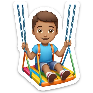a colorful swing set with a smiling child, fun and friendly sticker