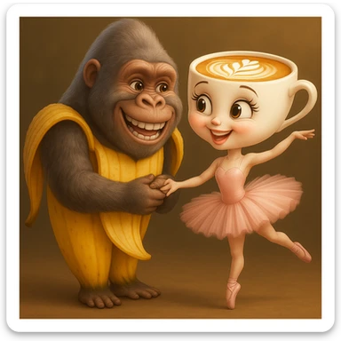 Edit the image to give both characters different happy expressions, keeping their original style, outfits, and colors exactly as in the reference image. sticker