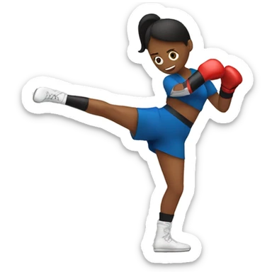 Woman kickboxing with a cast on her lag sticker