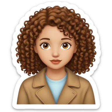 Light skinned medium Length brown curly haired girl sticker