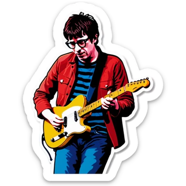 Blur guitarist Graham Coxon is playing the butterscotch telecaster. sticker