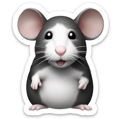 full body of a rat that is black and white sticker