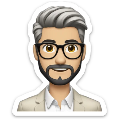 a dashing zayn malik with a perfectly groomed black beard and sleek black hair, confidently sporting a stylish pair of spectacles sticker