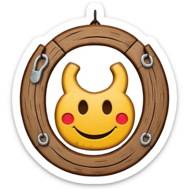 Emoji wooden sign with horseshoe with the inscription OK sticker