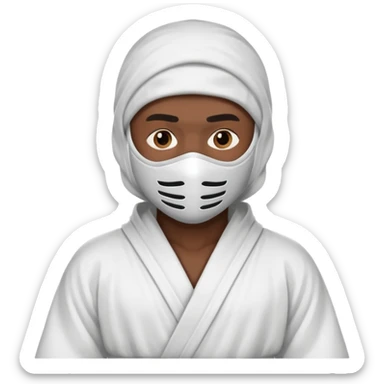 All white ninja robe with white mask and dark brown skin color sticker