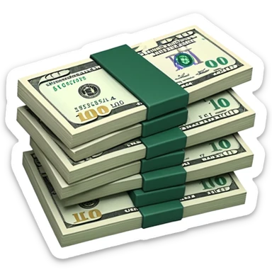 several white US dollar bills with dark green elements, minimalist design sticker