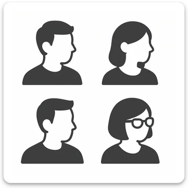 Make the same monochrome default avatars on a white background and change the direction they are facing.
Right now, they are facing 4 o'clock. They need to face 8 o'clock. sticker