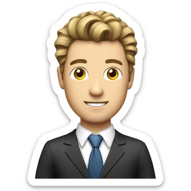 man stock trader, hair back, white skin, in suit sticker