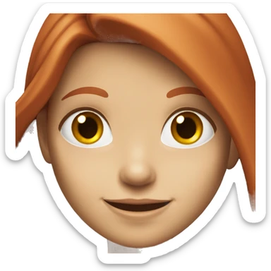 A gray-eyed red-haired girl with long hair is smiling sticker