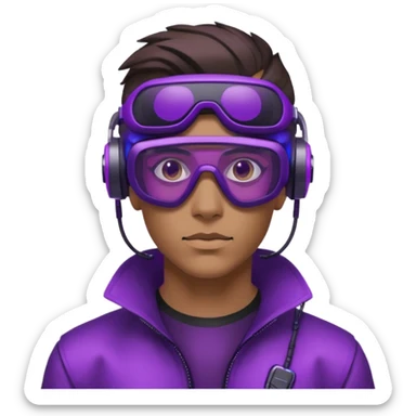 Cyberpunk man head 3d puruple cyber VR -glasses sticker
