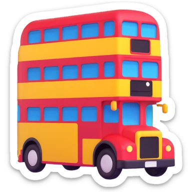 double-decker bus, 3D emoji style sticker