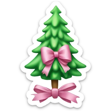 light green christmas tree with pink bow on top sticker