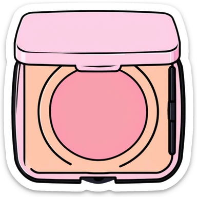 Black square shaped pink blusher compact makeup sticker