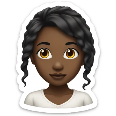 A black girl with long eyelashes and long black hair sticker