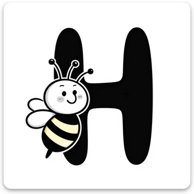 honey bee with the letter H sticker