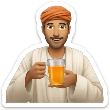 A Guy drink moroccan tea in moroccan sahara sticker