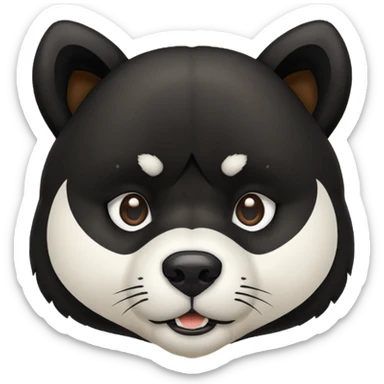 Black, wide, Akita dog head, bear like, with pointy ears  sticker