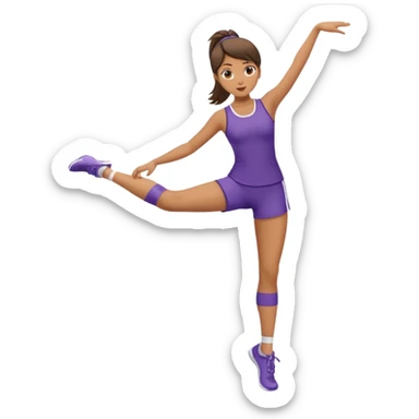 The girl stands on one leg, raising her leg to the very top  sticker