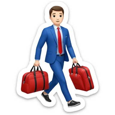 business man in a blue suit and red tie carry exercise sticker