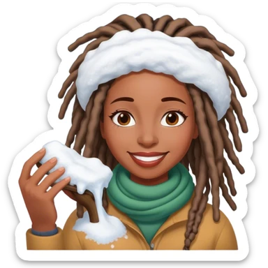 Black woman with locs removing snow sticker