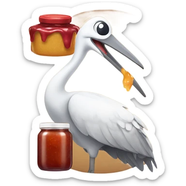 A stork with a jar of jam sticker