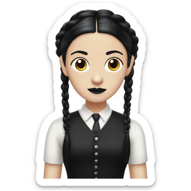 Wednesday Addams, dread-locks hairstyle sticker