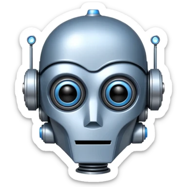 Crée-moi un robot sympathique, pour un chatbot moderne, je veux uniquement la tête sans le corps inspiré de Star Wars sticker