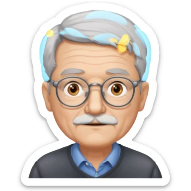 una imagen de un abuelo de 63 años con gafas sticker