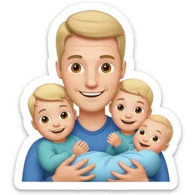 white man with three babies sticker