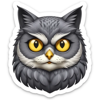 Give it a cat head with a owl body sticker