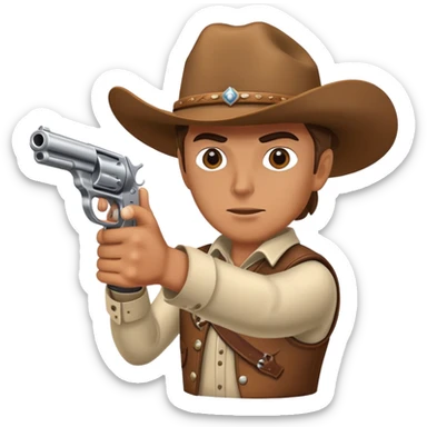 Cowboy aiming a gun at me sticker