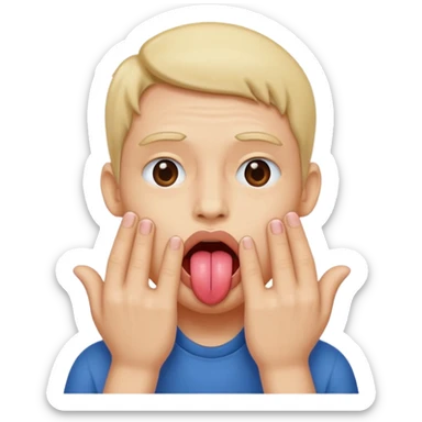 Tongue sticking out hands beside face sticker