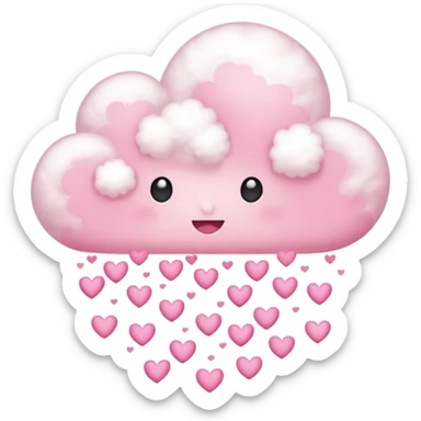 Plain white cloud with pale pink aura surrounding with hearts coming out the bottom sticker
