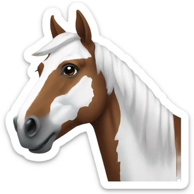 Brown horse head with a white marking sticker