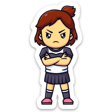 Upset girl crossing her arms with angry expression sticker