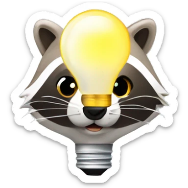 Light bulbs are flying around the raccoon's head sticker