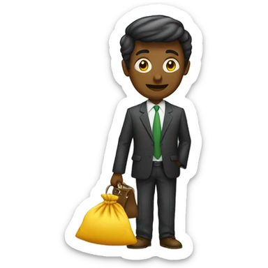 Un ladron con un saco lleno de billeteras con dinero sticker