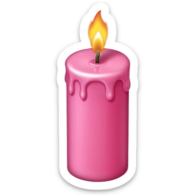 A drawing of a flaming pink candle that could be used at a romantic dinner table. The camera should be isometric at a Bird's-Eye View angle. sticker