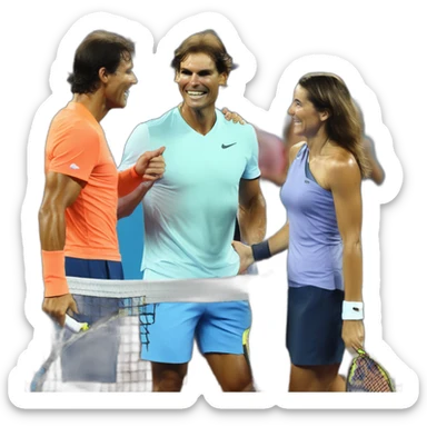 rafael nadal celebrated victory with carlos alcaraz, letizia ortiz y fernando alonso sticker
