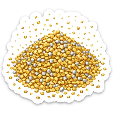 An emoji of small, shiny, glittering particles. Tiny golden and silver specks with a sparkling effect, scattered lightly. A soft glow around them to enhance the shimmering look sticker