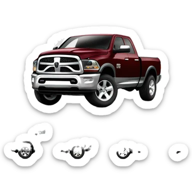 Maroon dodge ram with big wheels sticker