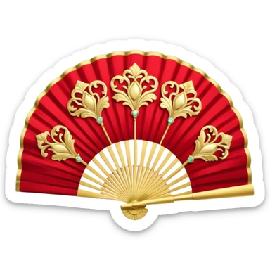 rococó fan rojo con dorado sticker