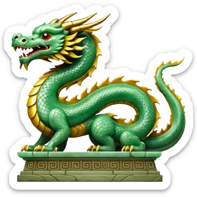 A dragon statue in the style of ancient China made of jade sticker