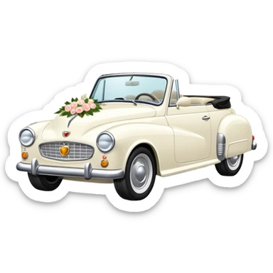 Luxury convertible car with wedding decorations, in profile sticker