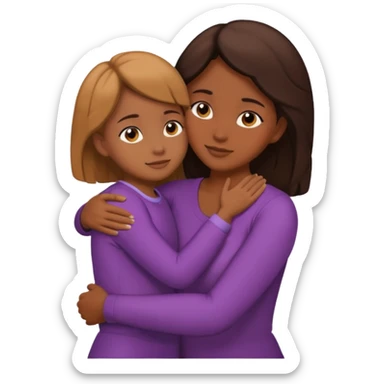 Silueta de Abrazo de apoyo de madre e hija sticker