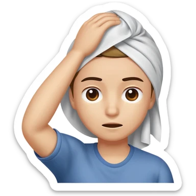 face wiping sweat from forehead with a cloth sticker