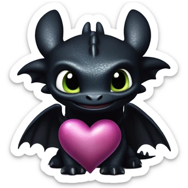 How to train your dragon toothless with purple hearts sticker